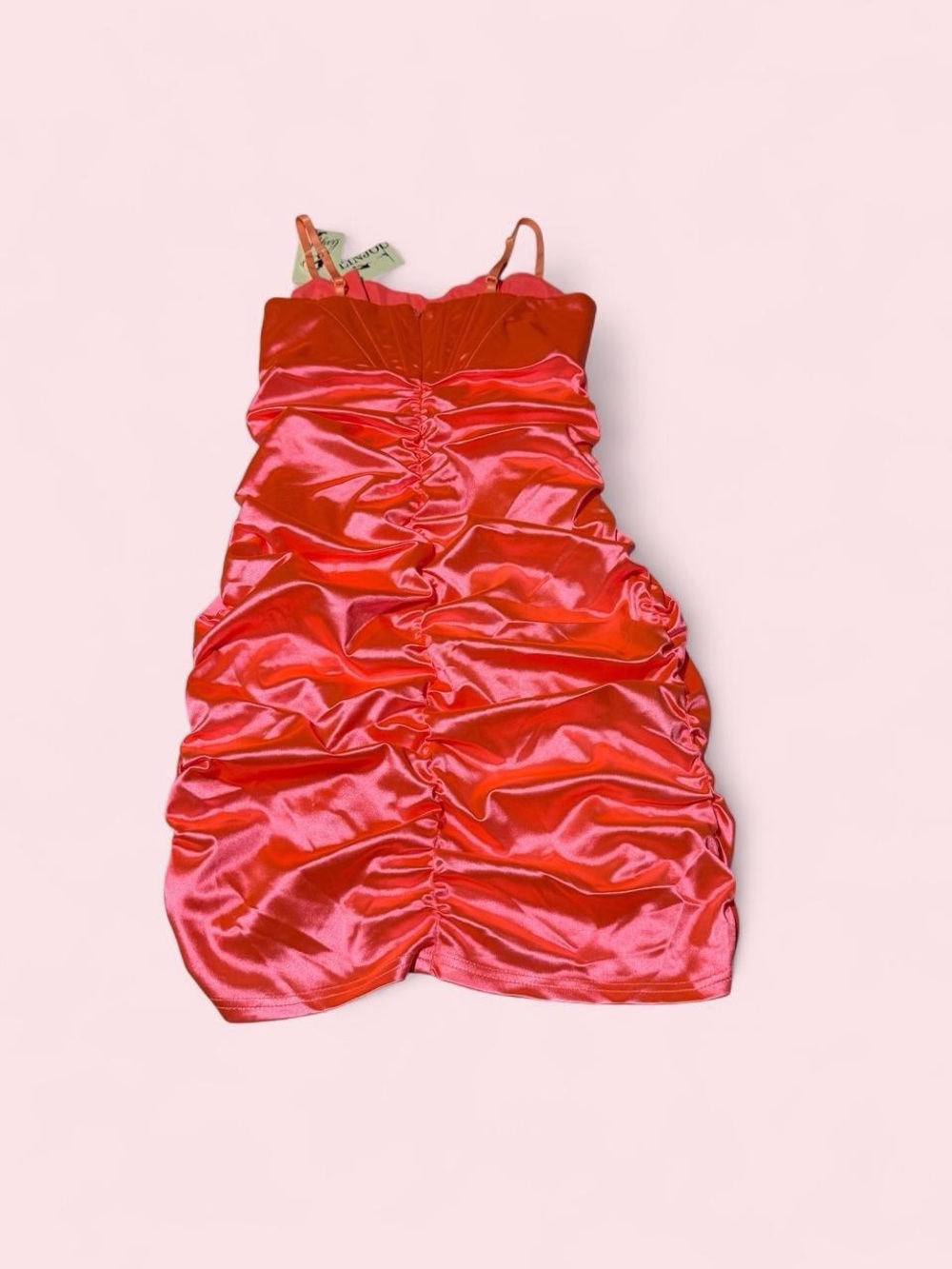 Source Unknown Shiny pink Ruched Mini Dress - Picture 2 of 4